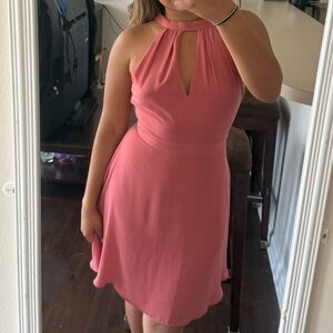 Elegant Pink Halter Dress